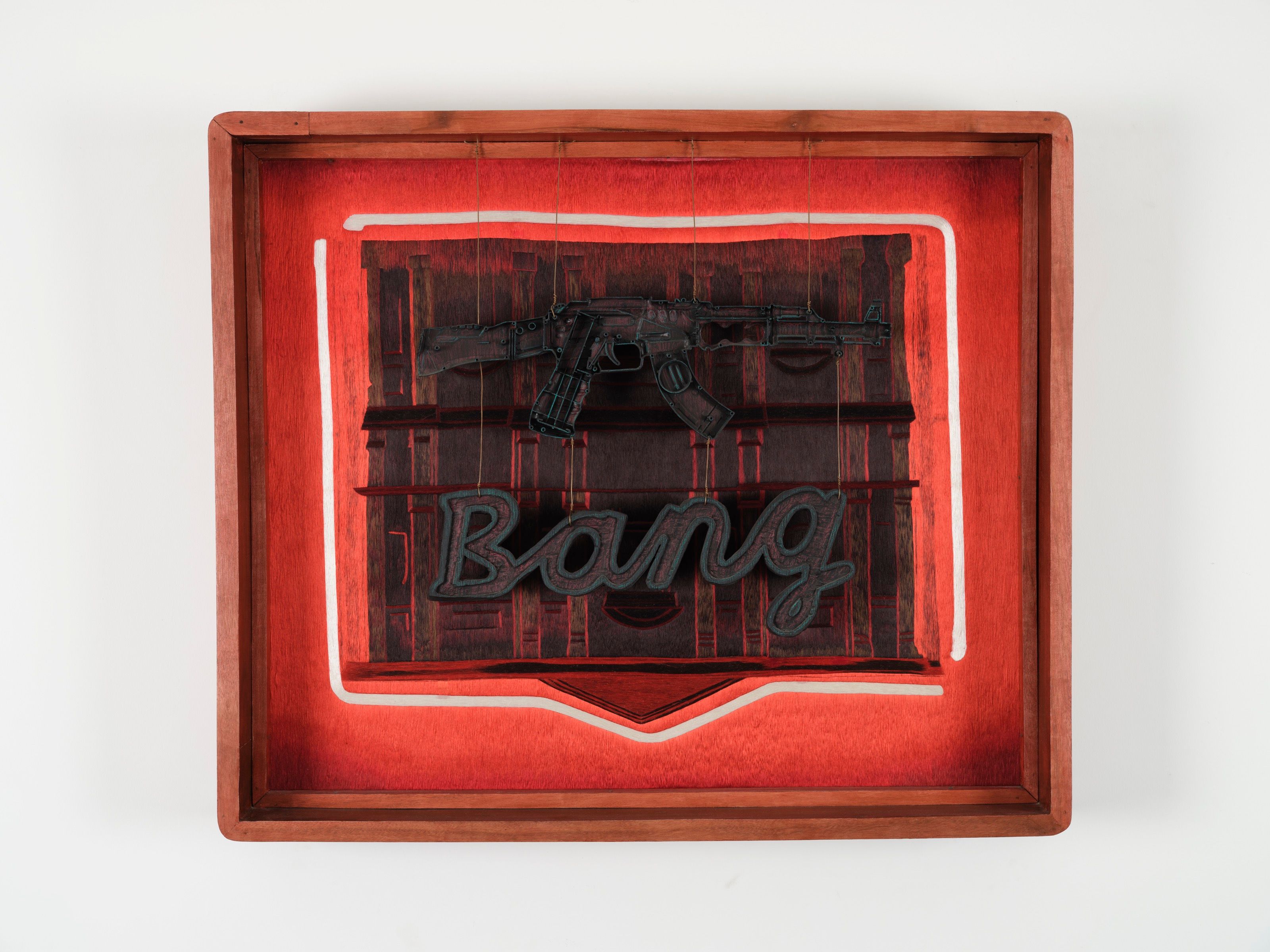 Overall view of the Bang sculpture.