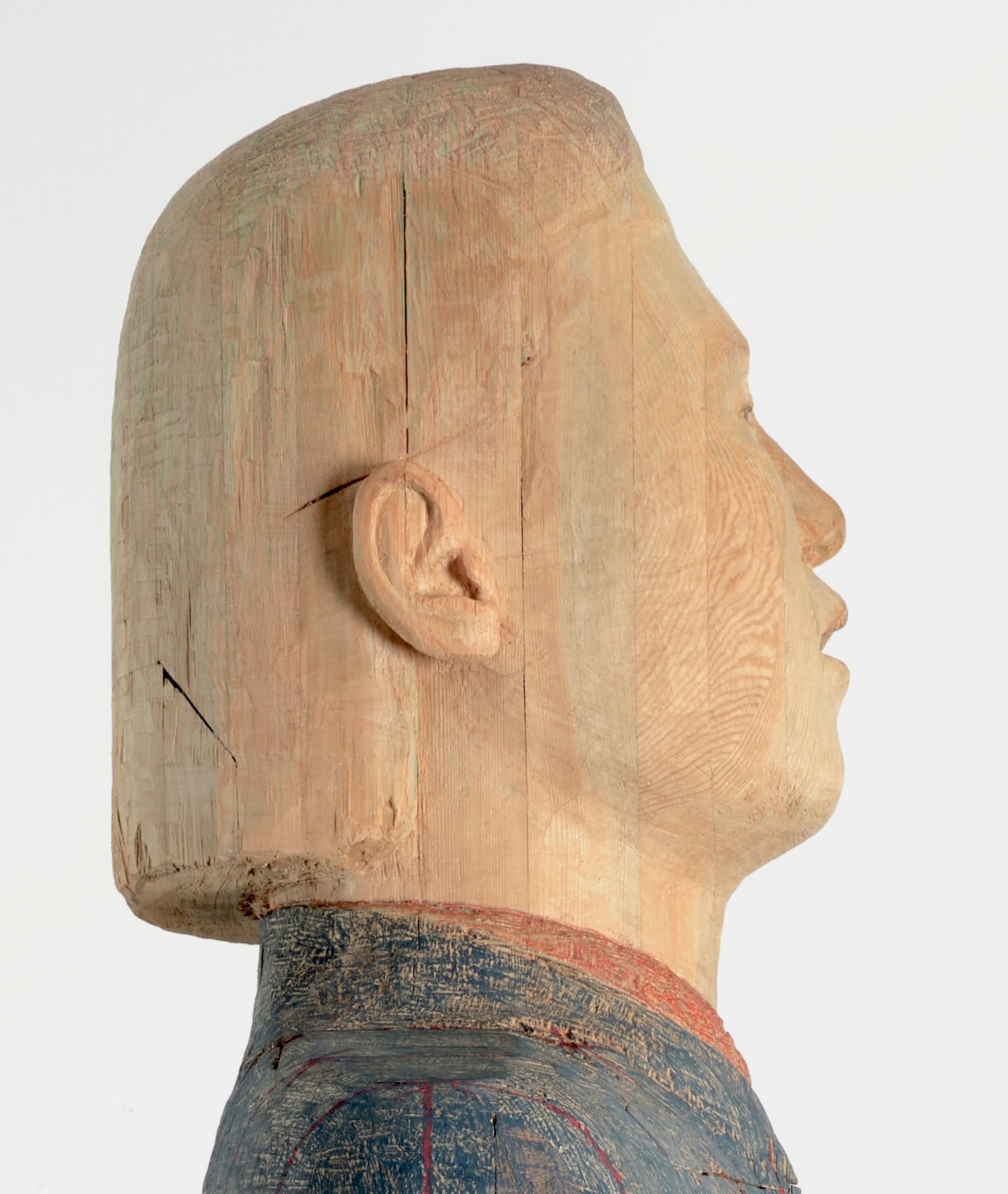 Detail of the head on the Paddy sculpture.