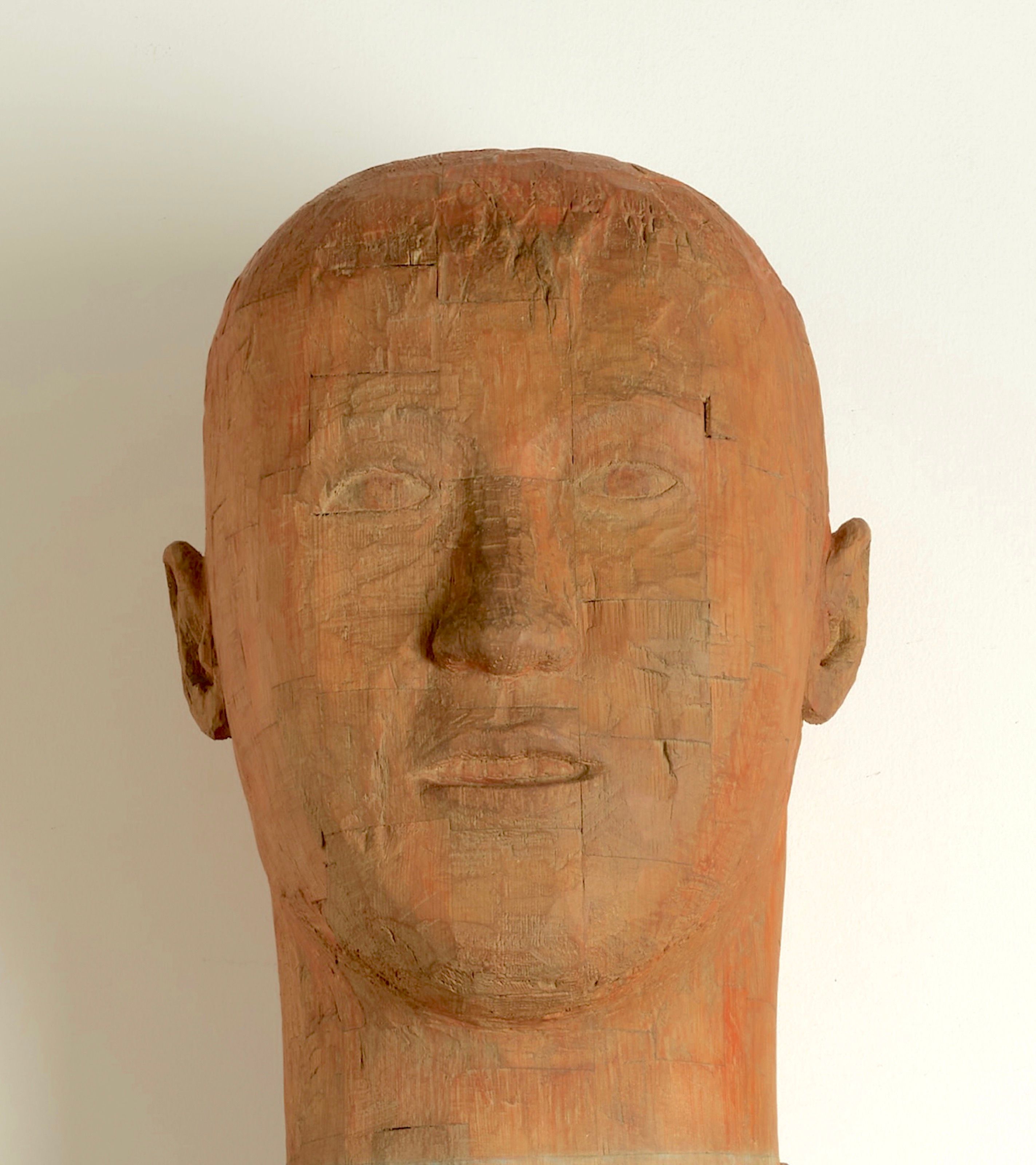 Detail of the head on the Paul sculpture.